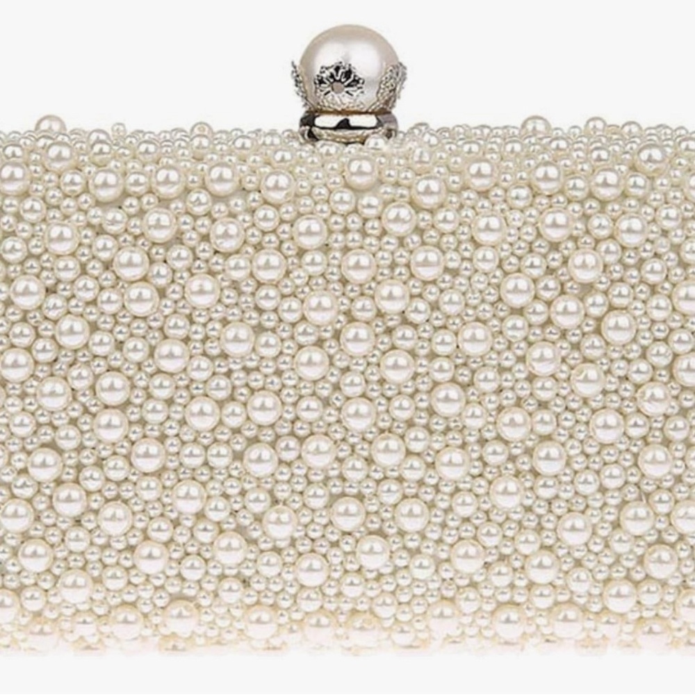 Elegant Pearl-Embellished Clutch